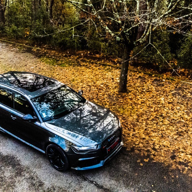 Photo d'une Audi RS6 dans la forêt